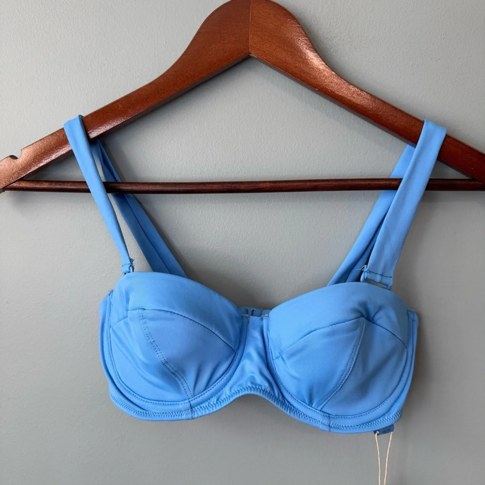 SKIMS Signature Swim Strapless Underwire Top w/Straps in Tide. NWT. Women’s XXS